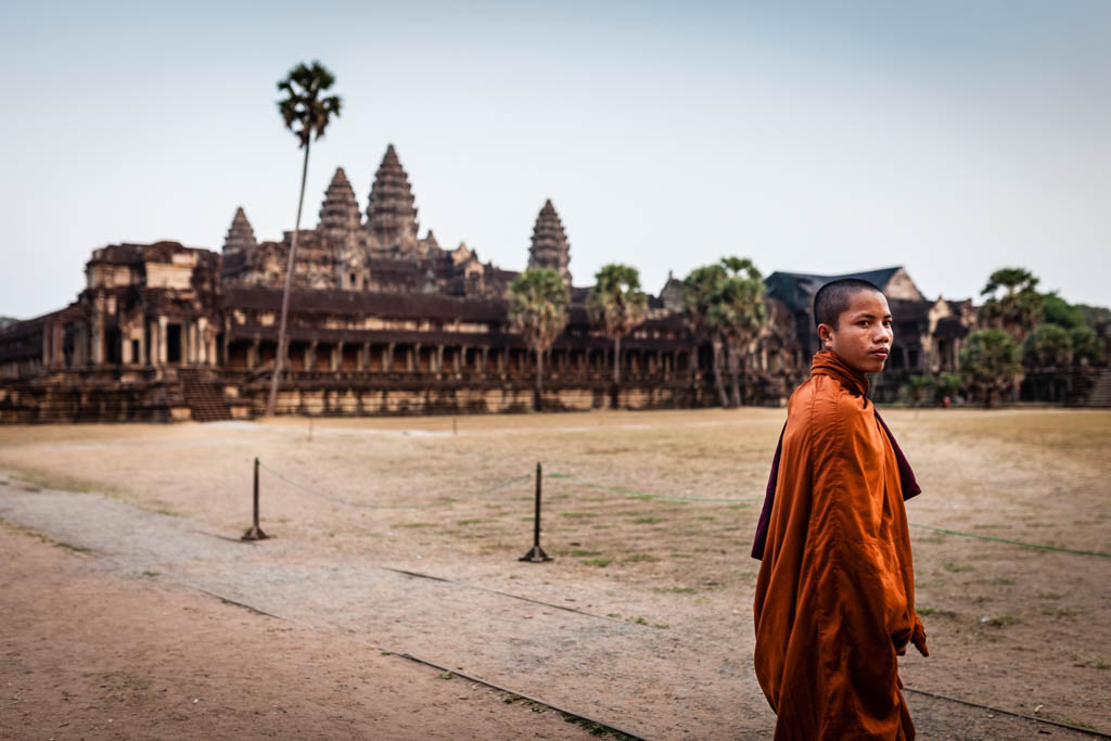 Monk in front of Angkor Wat